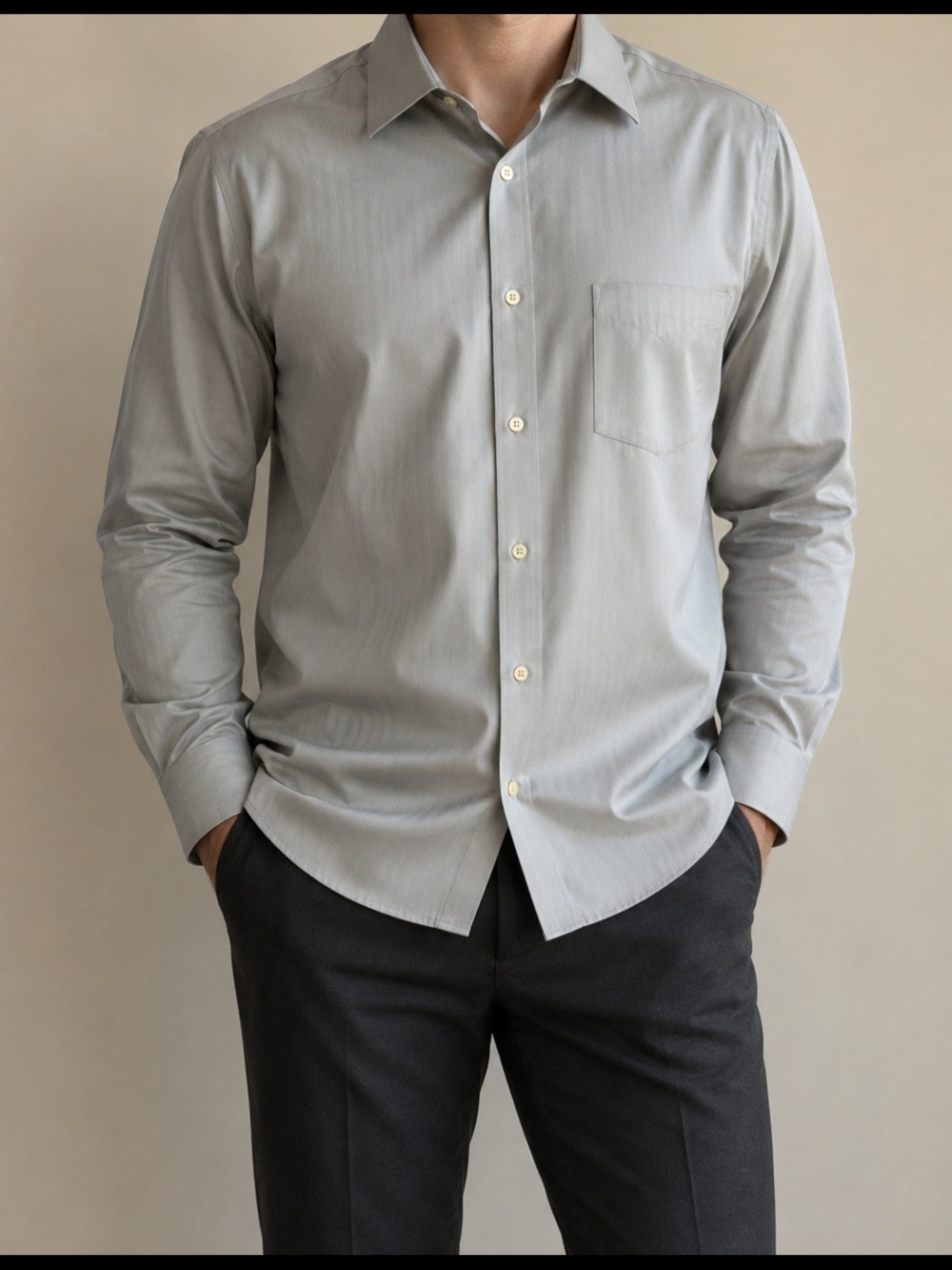 Joseph Abboud Gray Long-Sleeve Dress Shirt 17 1/2 Non-Iron
